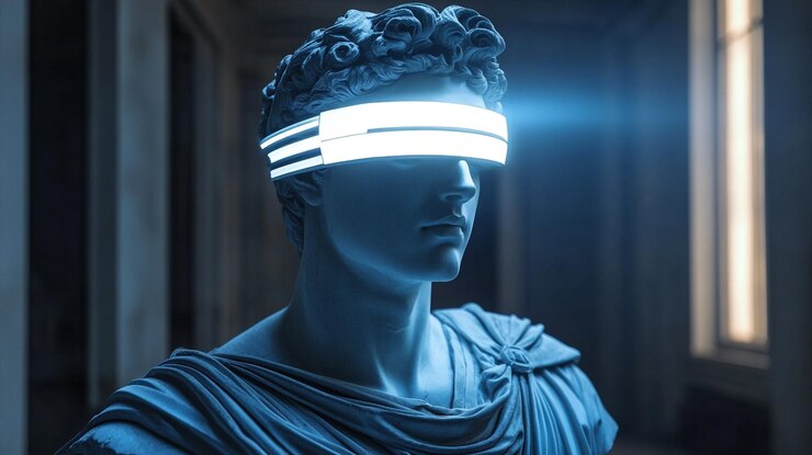un tocado azul con una luz azul de los ojos de una mujer