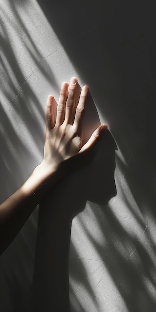 Foto tocar la sombra y la mano de la persona para obtener ayuda apoyo y esperanza para la fe y la conexión en la salud mental