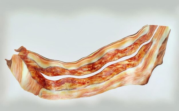 Tocino dibujado sobre un fondo blanco acuarela desayuno comida ilustraciones ai generado