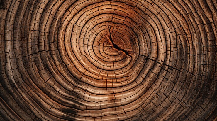 Un tocón de árbol con un anillo de anillos