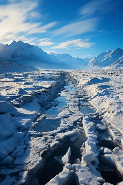 toda la longitud del flujo de hielo AI generativa