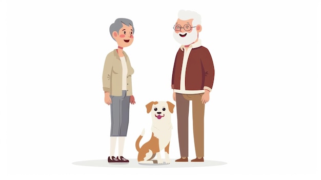 Todo en estilo de dibujos animados Modelo de marco ISO de tamaño A Hombre y mascota ancianos felices y muy satisfechos