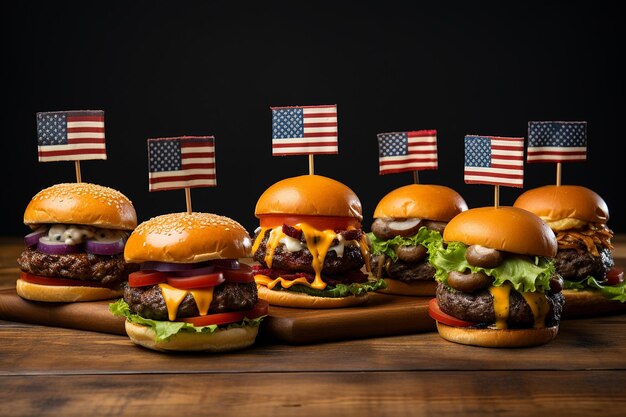 Todo el surtido de hamburguesas americanas