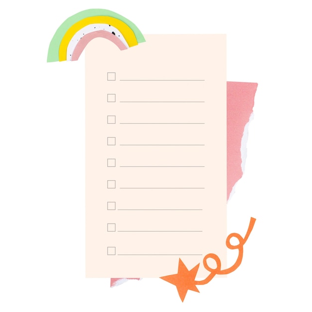 Todolist memo png abstracto arco iris estrella dibujado diseño gráfico fondo transparente