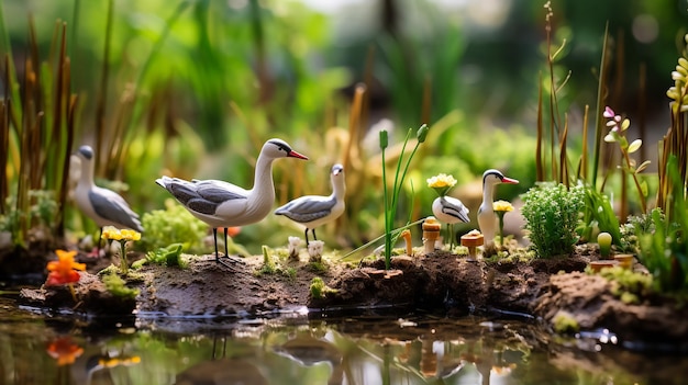 Foto todos com patos num lago