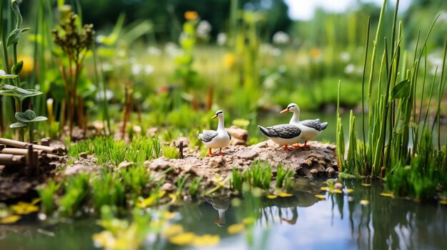 Foto todos com patos num lago