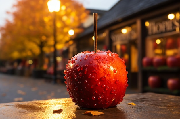 Toffee-Apfel auf dem Bauernmarkt