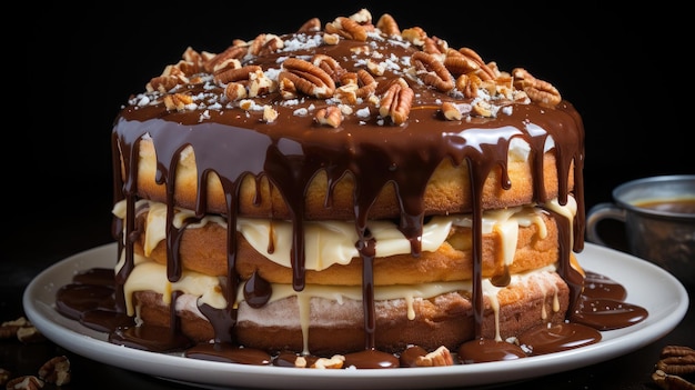 toffee pecan cake fotografía profesional Generative Ai