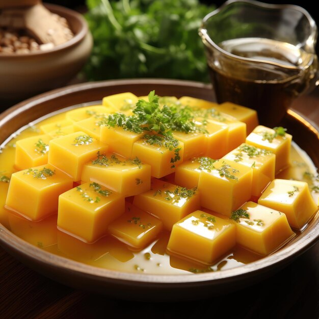 Tofu de limão Tofu crocante em um molho de limão picante Proteína