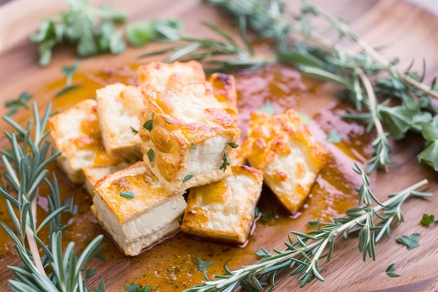 Tofu marinado assado com ervas e especiarias