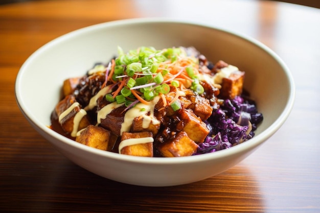 El tofu de soja de jengibre Donburi es una sensación