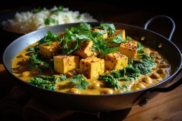 Foto tofu und chickpea kokosnuss curry