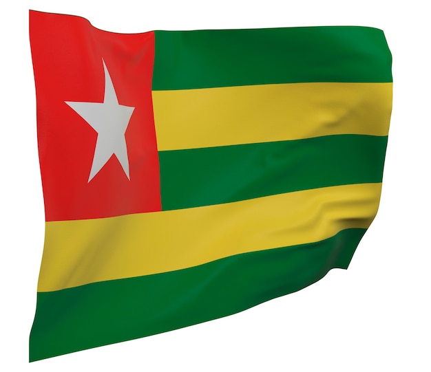 Togo Flagge isoliert. Winkendes Banner. Nationalflagge von Togo