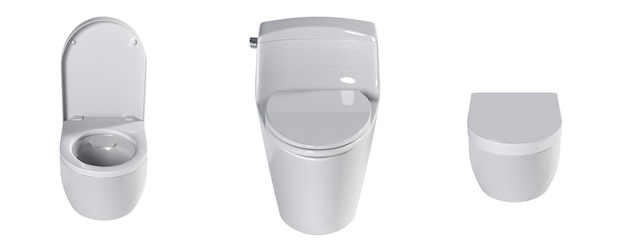 Toilettenpanne auf weißem Hintergrund, Bidet, 3D-Illustration und CG-Rendering