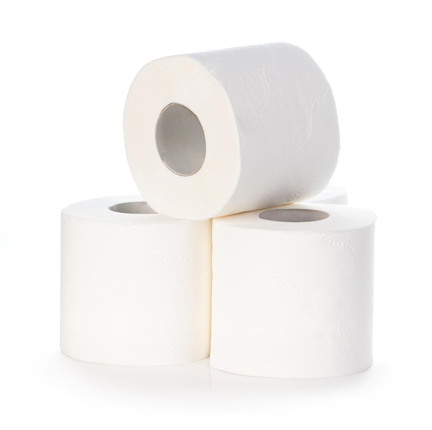 Toilettenpapier isoliert auf weißem Hintergrund