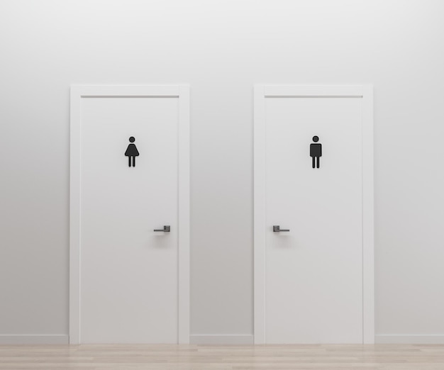 Toilettentüren Männer und Frauen WC-Türen 3D-Rendering