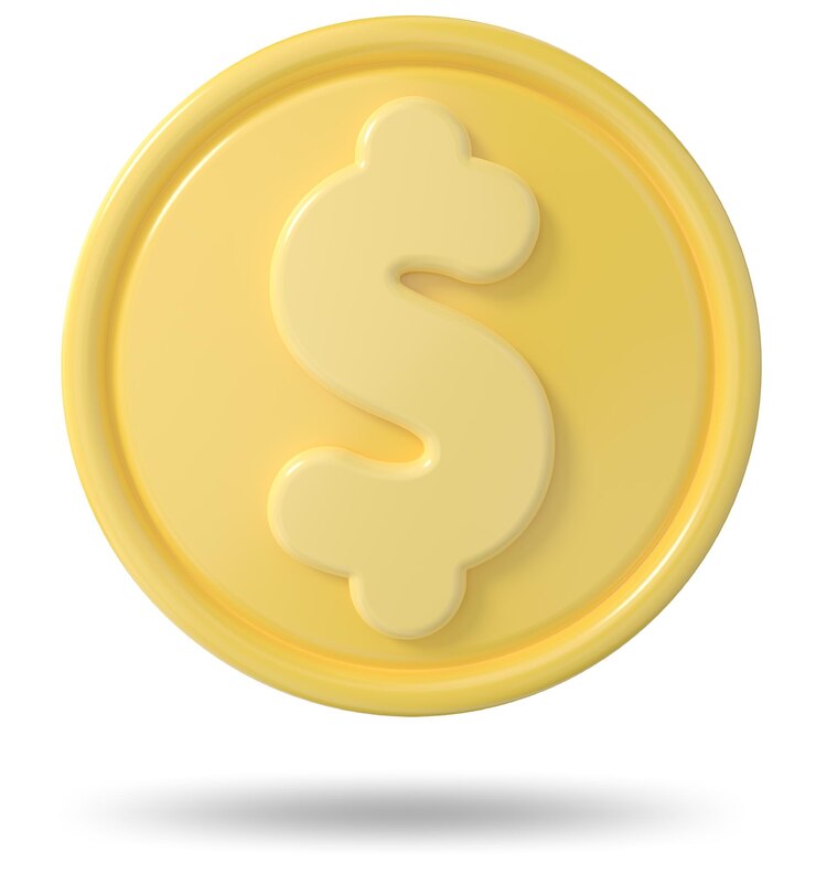 Foto token money 3d renderização de ícones de moedas realistas