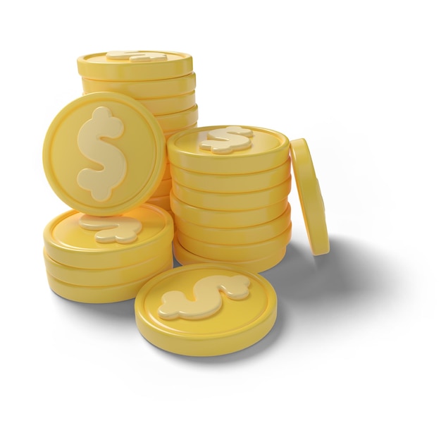 token money 3d renderização de ícones de moedas realistas