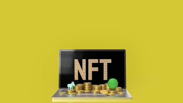 El token nft o no fungible para la representación 3d del concepto de arte y tecnología