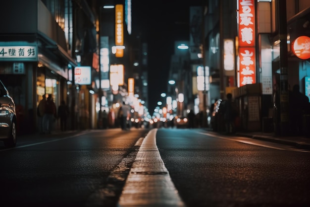 Tokio City bei Nacht 3D-Illustration Stadtansichten Neonlichter