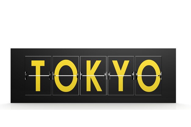 Tokio-Wort auf Flughafenschild