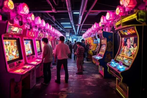 Tokyo Arcade Neon Nights und Videospiel-Franzesse im städtischen Japan