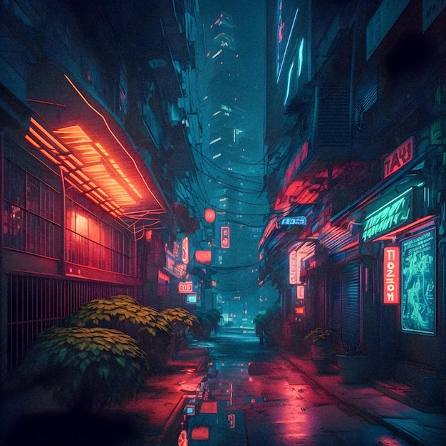 Tokyo City by Night Anime und Manga Zeichnung Illustration Stadtansichten körnige TexturxA