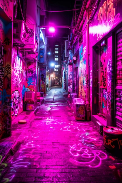 Foto tokyo nightscapes neonlichter und kanji-graffiti in schwarzlicht-ki generiert