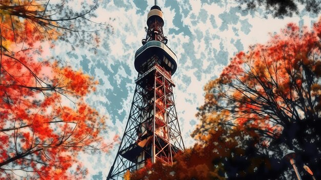 Tokyo wunderschönes Stadtbild Aquarell Generative Ai