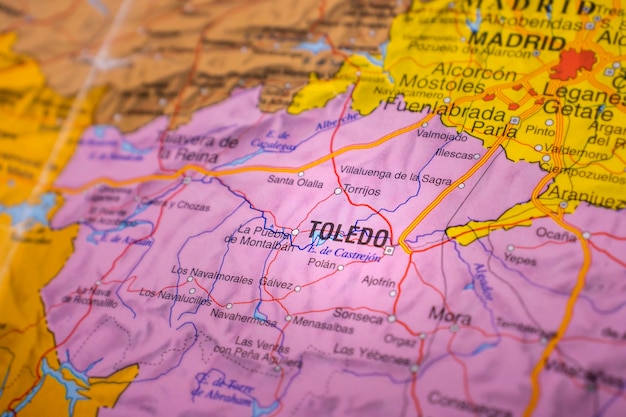 Toledo resaltado en un mapa de España