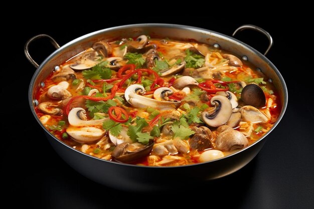 Tom yam kung es una sopa clara picante típica de Tailandia