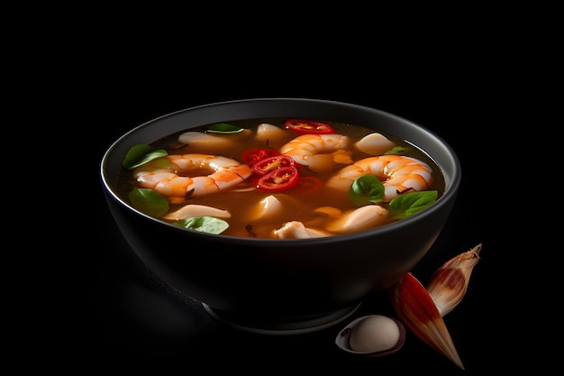 Tom Yum em fundo preto