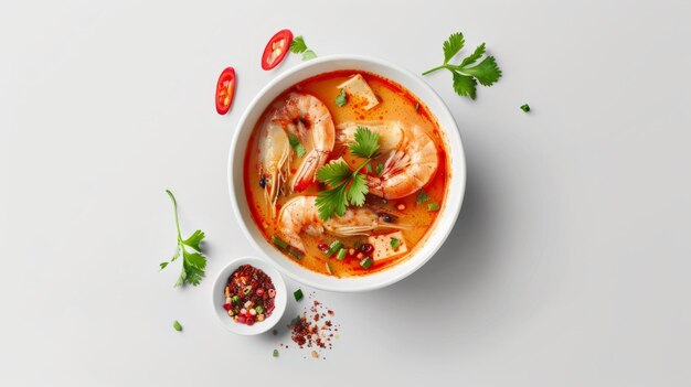 Tom Yum Goong en un fondo blanco aislado