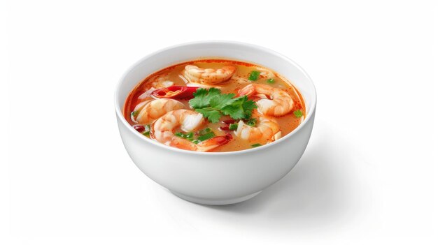 Tom Yum Goong en un fondo blanco aislado