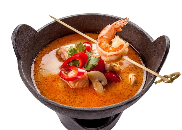 Tom Yum Goong sopa picante cozinha de comida tradicional na Tailândia