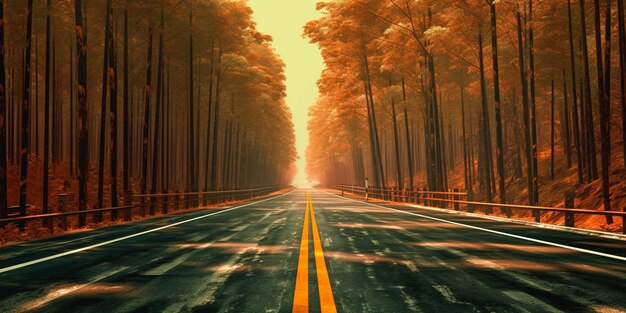 toma aérea de una carretera en el otoño