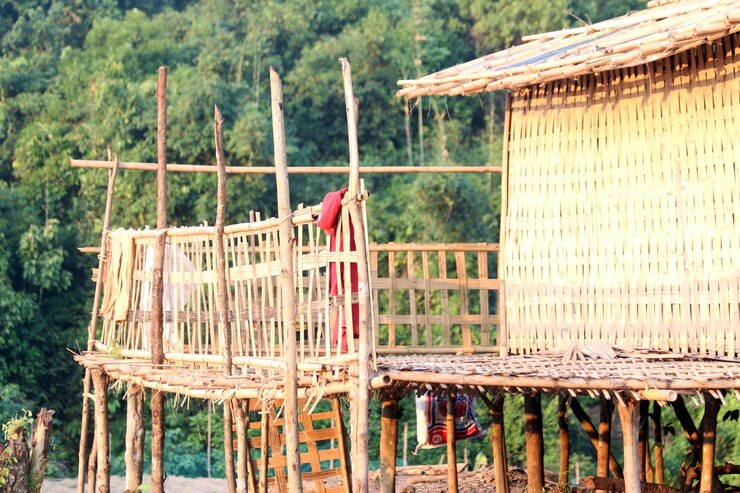 Una toma aérea de la casa de la aldea de Khagrachari Chittagong en Bangladesh