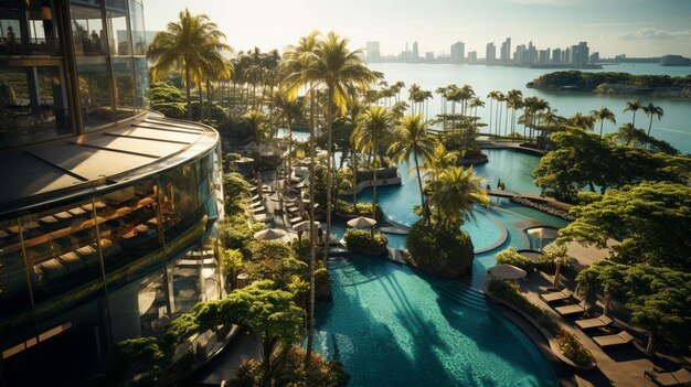 Toma de ángulo alto del JW Marriott Hotel Singapore South Beach