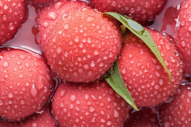 Una toma de cerca de la textura y la piel de la fruta de lychee