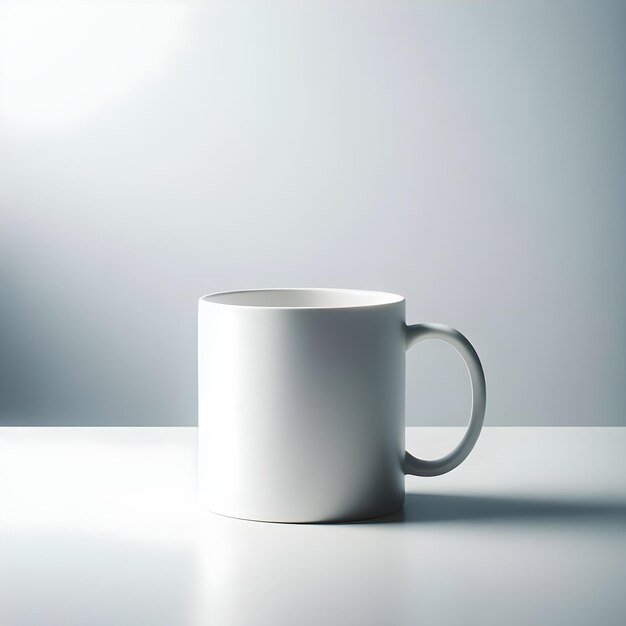 Una toma cerrada de una maketa de una taza de café en blanco