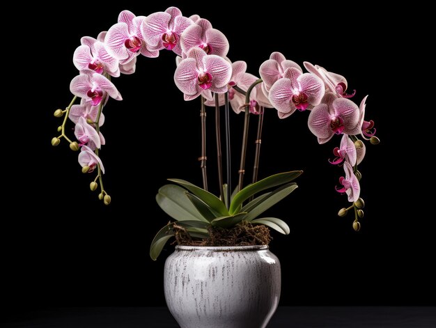 Toma de estudio de orquídeas aislada sobre fondo claro IA generativa