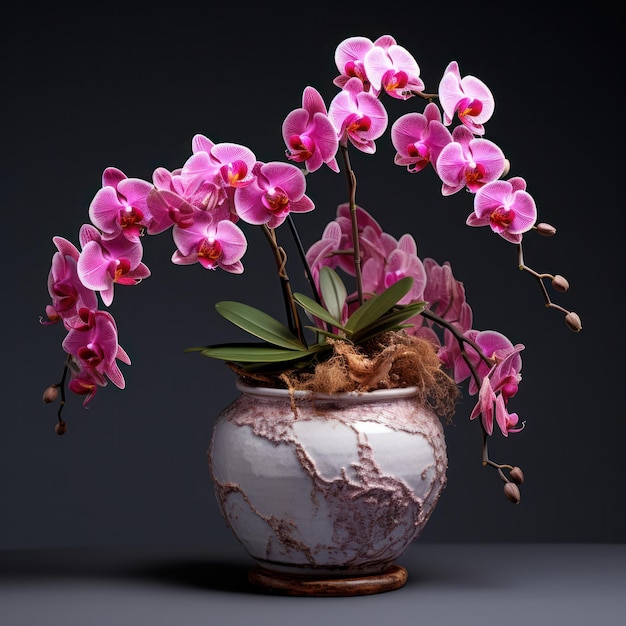 Toma de estudio de orquídeas aislada sobre fondo claro IA generativa