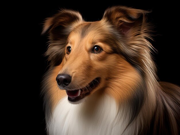 La toma de estudio de Sheltie Dog aislada en un fondo claro AI generativa