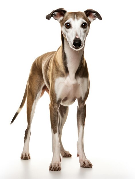 La toma de estudio de Whippet Dog aislada en un fondo claro AI generativa