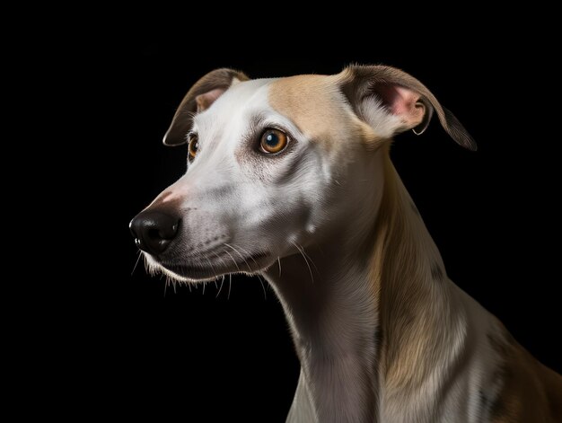 La toma de estudio de Whippet Dog aislada en un fondo claro AI generativa