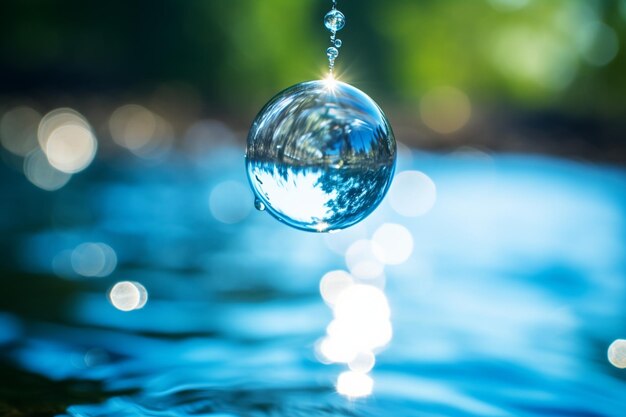 Toma una foto de una gota de tinta azul en el agua