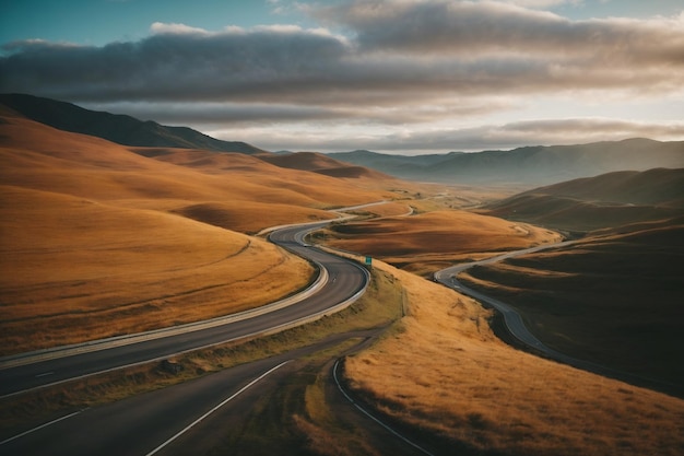 Toma fotos de las carreteras sinuosas