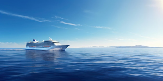 toma de un gran crucero en el mar azul profundo