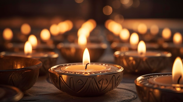 Una toma hiperdetallada de velas de meditación en un spa