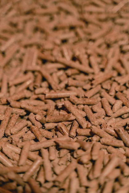 Toma macro de pellets de madera Combustible ecológico para calefacción doméstica Energía sostenible y renovable para un concepto de futuro mejor